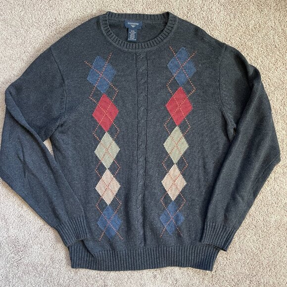 Dockers Other - Dockers Crewneck Grey Argyle Knit Sweater Preppy Grandpa 90s Golf Mens Medium